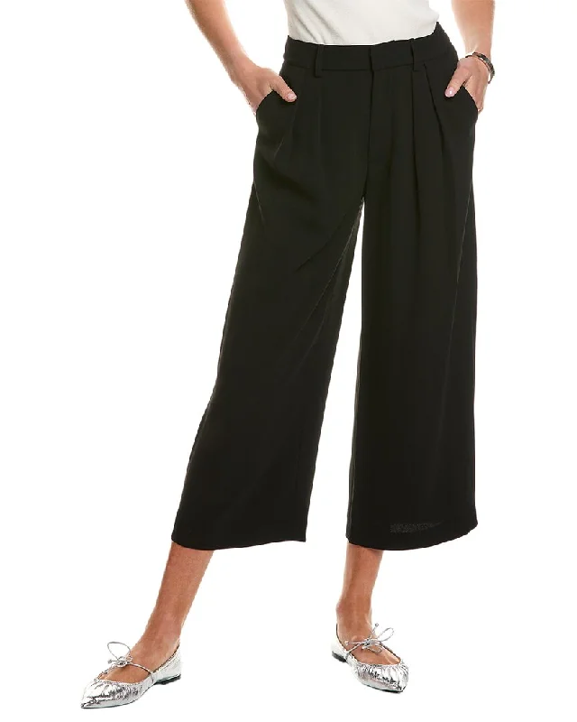 Alice + Olivia Pompey High-Rise Gaucho Pleat Pant Soft Wool Pants
