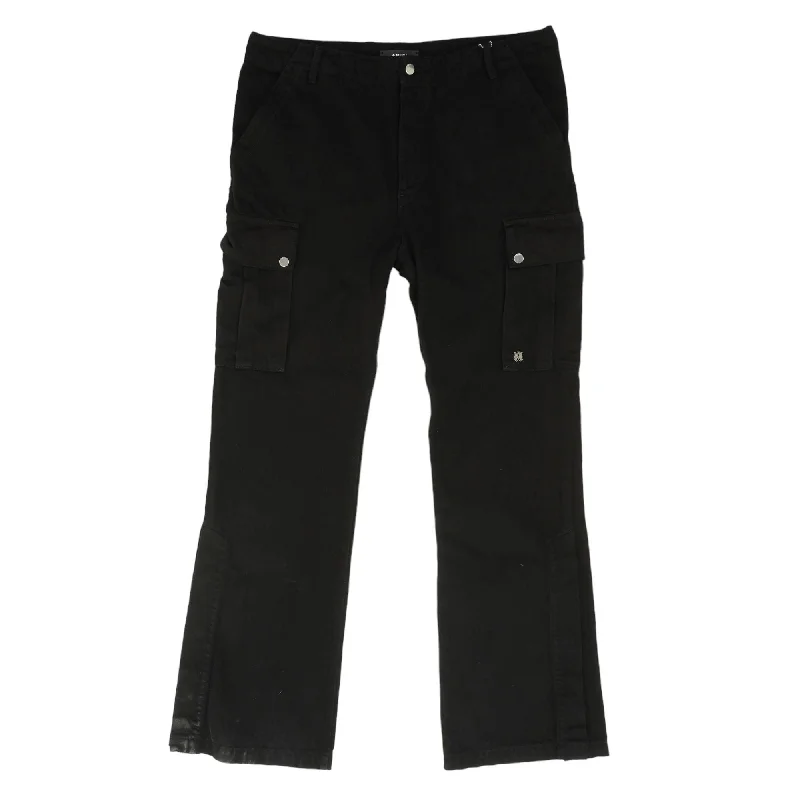 Black M65 Flared Denim Cargo Pants Relaxed Fit Trousers