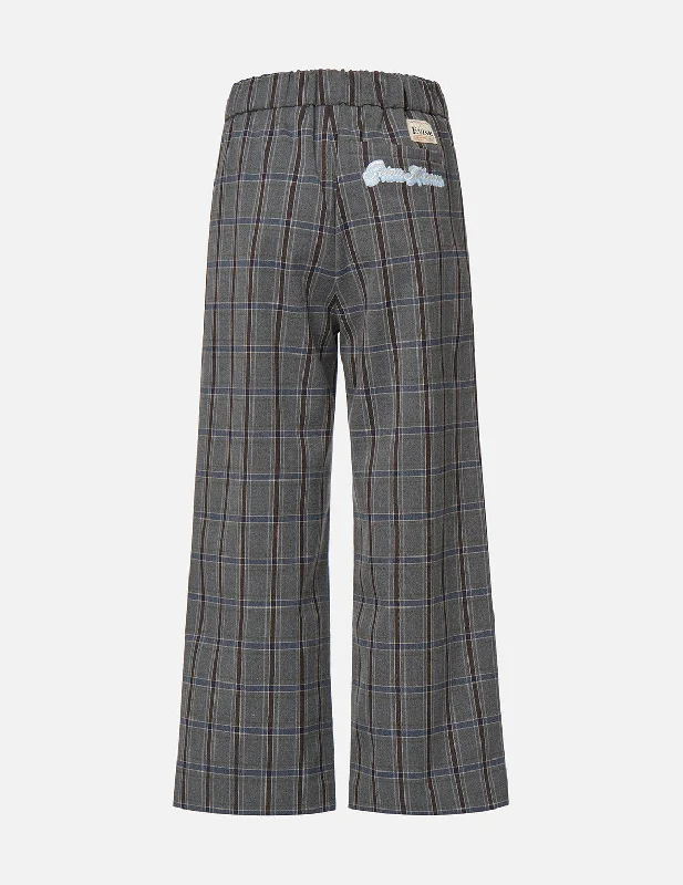 Checked Wide-leg Pants Classic Stretch Pants