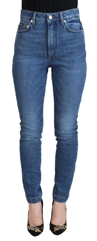 Dolce & Gabbana Chic Blue Denim Pants – Elegance Meets Comfort Trendy Work Pants