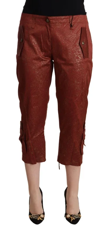 Chic Brown Cropped Cotton Pants Comfortable Wide-Leg Pants