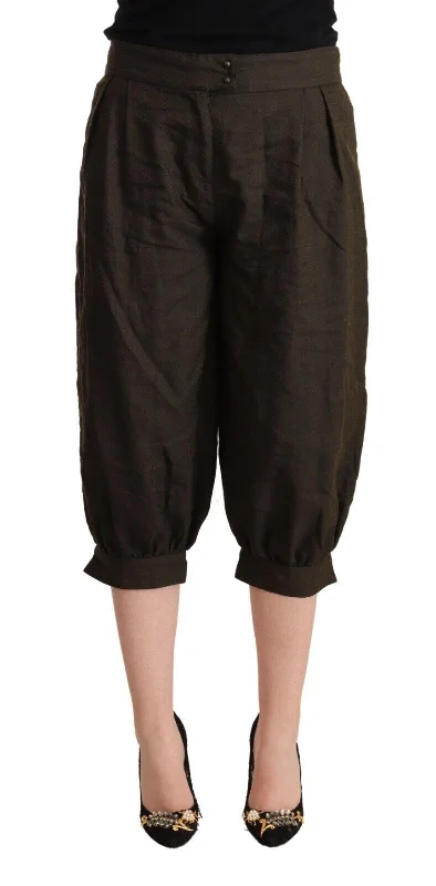 Chic Cropped Harem Pants In Luxe Brown Blend Soft Stretch Pants