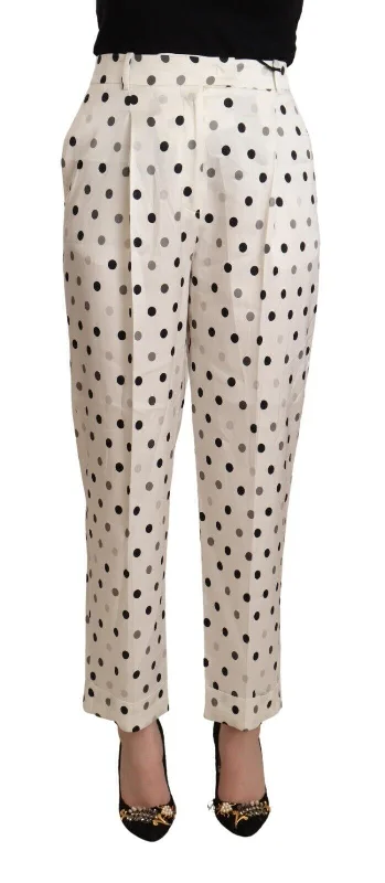 Chic High Waist Polka Dotted Tapered Pants Relaxed Lounge Trousers