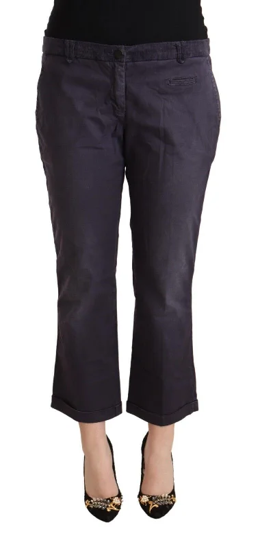 Chic Low Waist Cropped Pants In Black Cozy Knit Pants