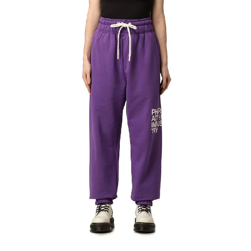 Pharmacy Industry Purple Cotton Women Pant Comfortable Pleated Pants