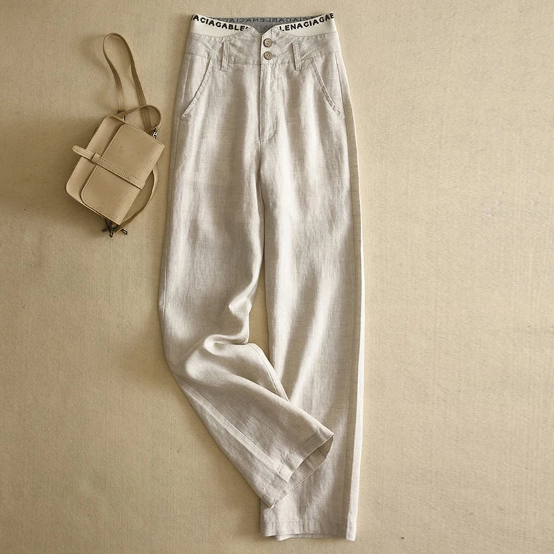 Cotton linen wide-legged pants female large size summer Korean fashion Fashionable Track Pants Cotton linen wide-legged pants female large size summer Korean fashion Fashionable Track Pants