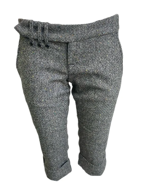 FORNARINA Women's Stop-Black Wool Short Pants Size 28 NWT Formal Linen Trousers