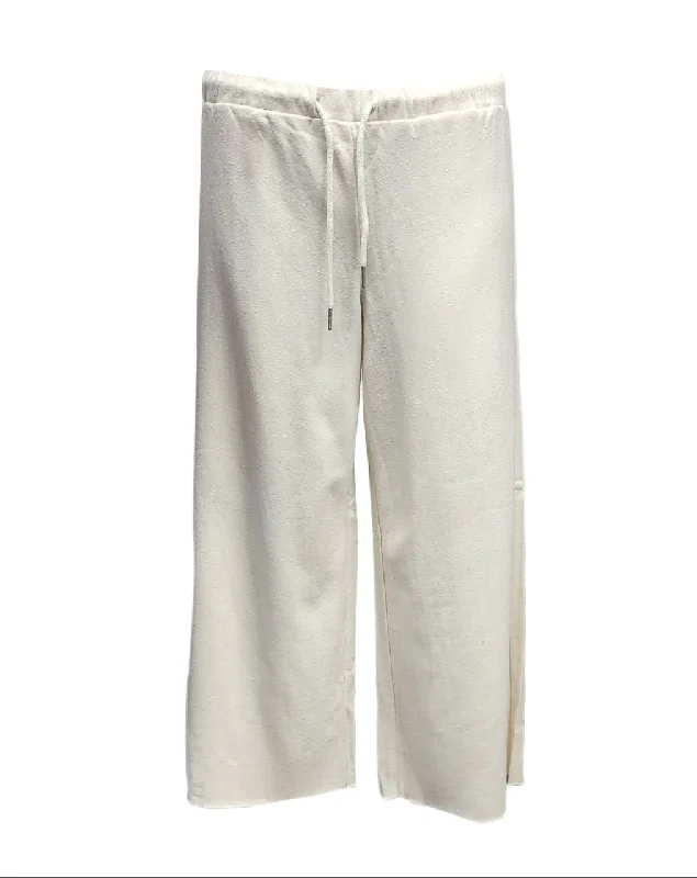 HoodLamb Women's Ivory Wide Leg Soft Hemp Pants 420 NWT Casual Plaid Pants
