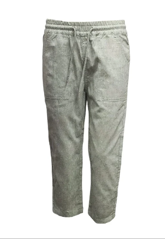 HoodLamb Women's Olive Drawstring Crop Straight Hemp Pants 420 X-Small NWT Modern Skinny Pants