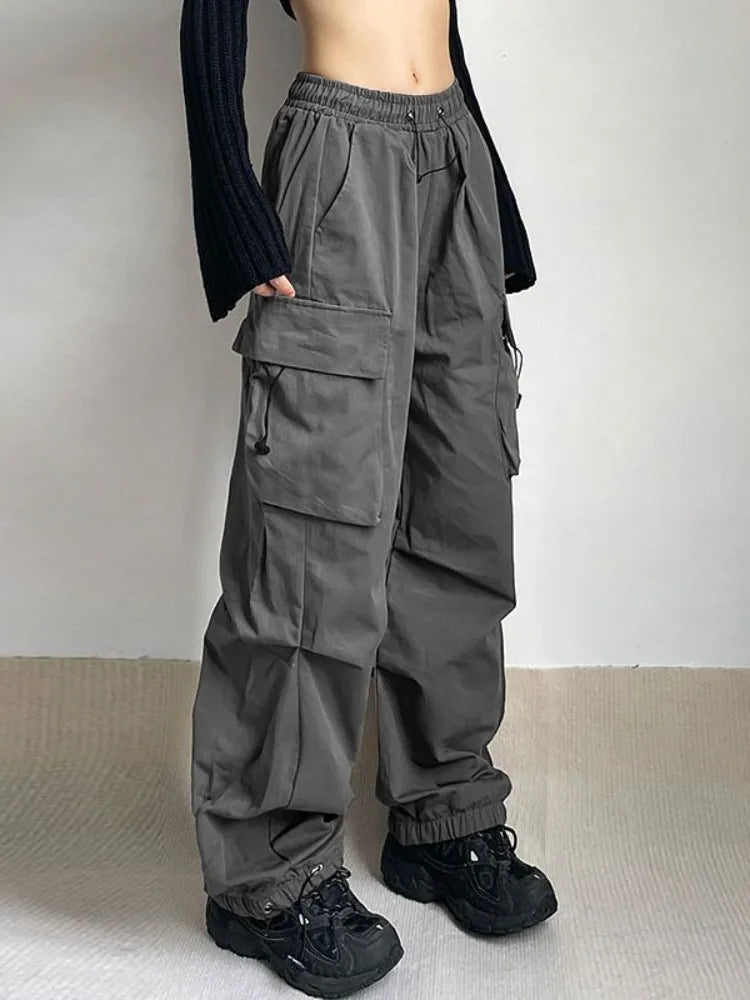 Harajuku Oversized Cargo Parachute Pants Women Streetwear Vintage Y2k Trendy Printed Leggings Harajuku Oversized Cargo Parachute Pants Women Streetwear Vintage Y2k Trendy Printed Leggings