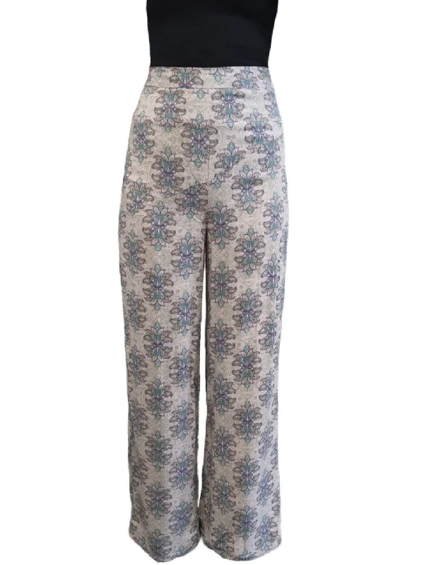 LOST IN LUNAR Women's Multicoloured Full Length Wide-Leg Pants #L0167 XS NWT Relaxed Lounge Trousers