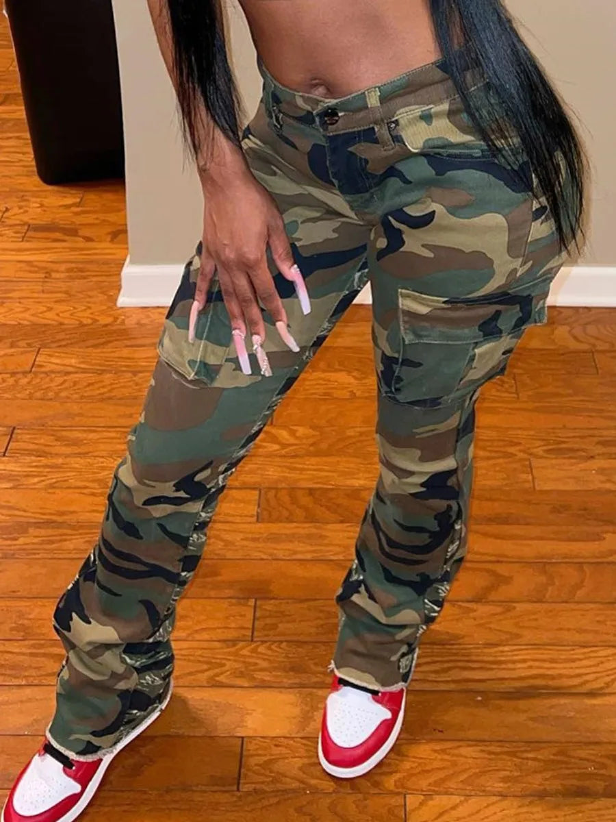 LW High Waist Camo Multicolor Cargo Pants Street Casual Side Pocket Camouflage Comfortable Cargo Pants LW High Waist Camo Multicolor Cargo Pants Street Casual Side Pocket Camouflage Comfortable Cargo Pants