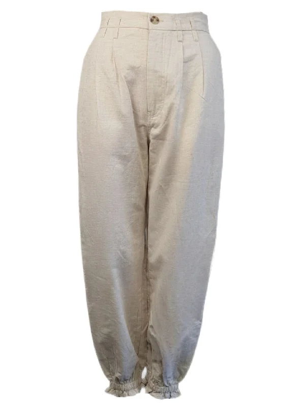 MADISON THE LABEL Women's Beige Cotton Full Length Pants #MS0234 X-Small NWT Trendy Wide-Legged Trousers MADISON THE LABEL Women's Beige Cotton Full Length Pants #MS0234 X-Small NWT Trendy Wide-Legged Trousers