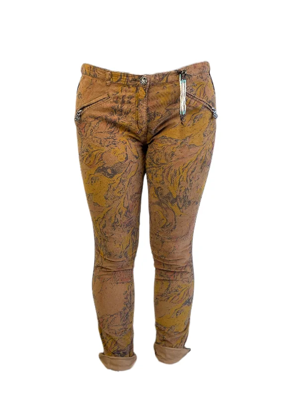 Maison Scotch Women's Brown All Over Print Pants #882 30/32 NWT Relaxed Linen Pants