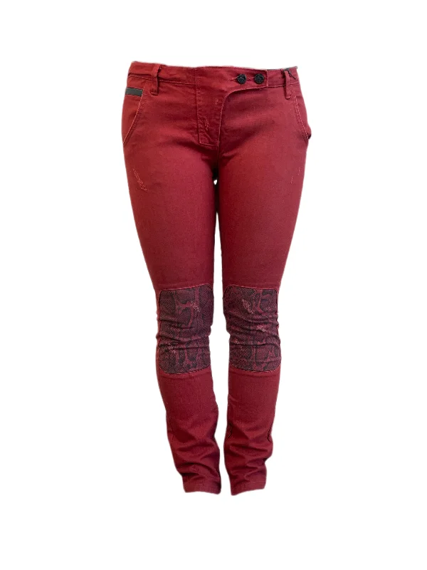 Maison Scotch Women's Burgundy Knee Details Pants #850 NWT Fashionable Jogger Pants