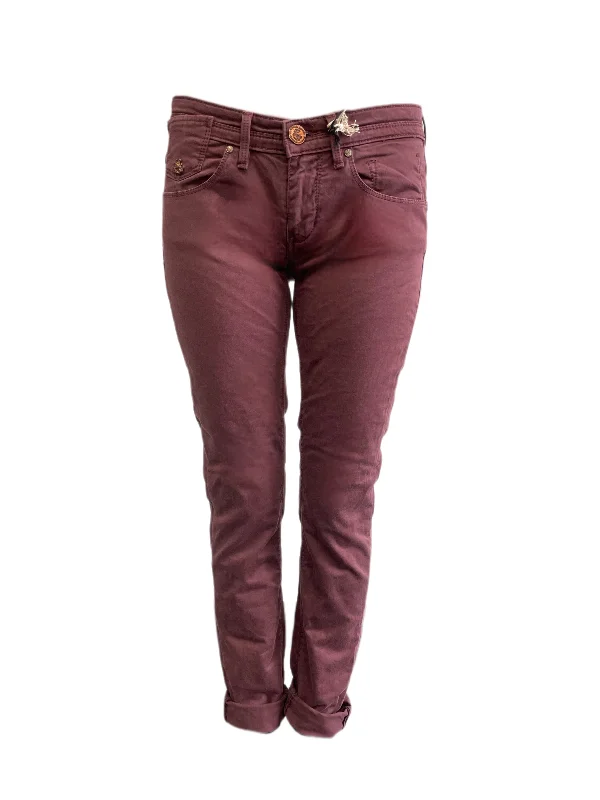 Maison Scotch Women's Burgundy Soft Low Rise Pants #726 NWT Comfortable Denim Trousers Maison Scotch Women's Burgundy Soft Low Rise Pants #726 NWT Comfortable Denim Trousers