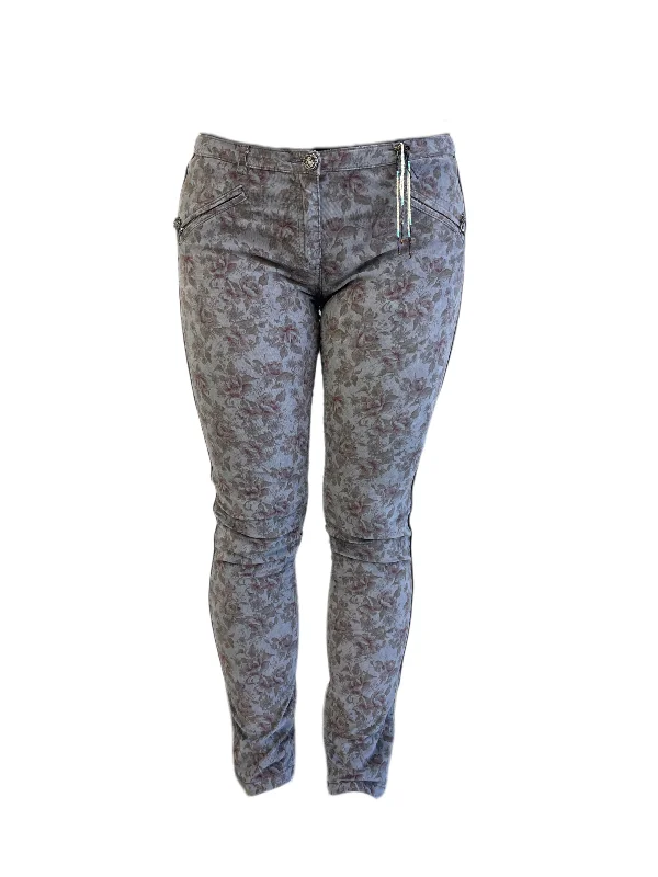 Maison Scotch Women's Grey All Over Print Pants #882 NWT Elegant Dress Pants