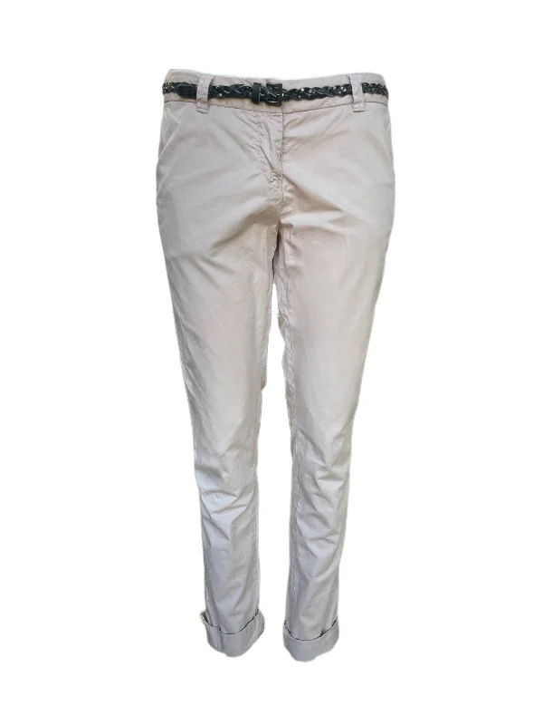 Maison Scotch Women's Light Pink Belted Chinos Pants #801 NWT Trendy Printed Pants