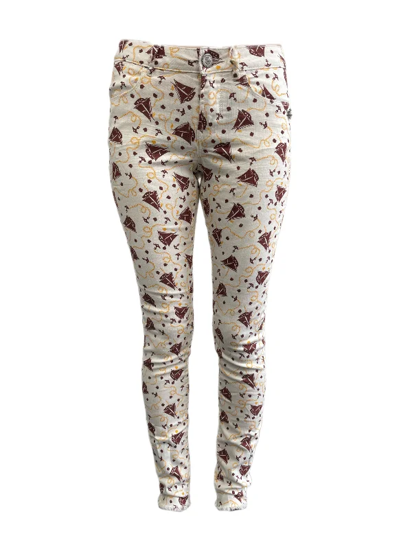 Maison Scotch Women's White All Over Print Pants #884 No Size NWT Comfortable Fleece Pants Maison Scotch Women's White All Over Print Pants #884 No Size NWT Comfortable Fleece Pants