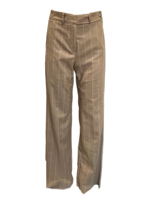 Marella By Max Mara Women's Camel Alma Striped Pants Size 4 NWT Chic Faux Leather Pants