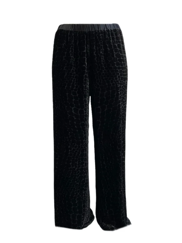 Marina Rinaldi Women's Black Ricordo Velour Wide Leg Pants Trendy Work Pants