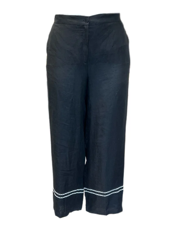 Marina Rinaldi Women's Black Rilievi Straight Len Pants Size 20W/29 NWT High-Waist Jeans