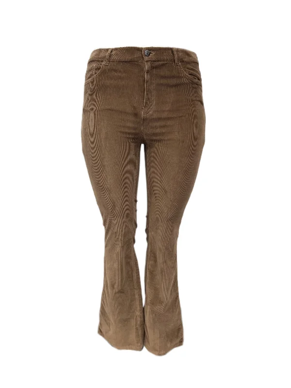 Marina Rinaldi Women's Brown Rapporto High Rise Velvet Pants Size 14W/23 NWT Formal Wide-Leg Pants Marina Rinaldi Women's Brown Rapporto High Rise Velvet Pants Size 14W/23 NWT Formal Wide-Leg Pants