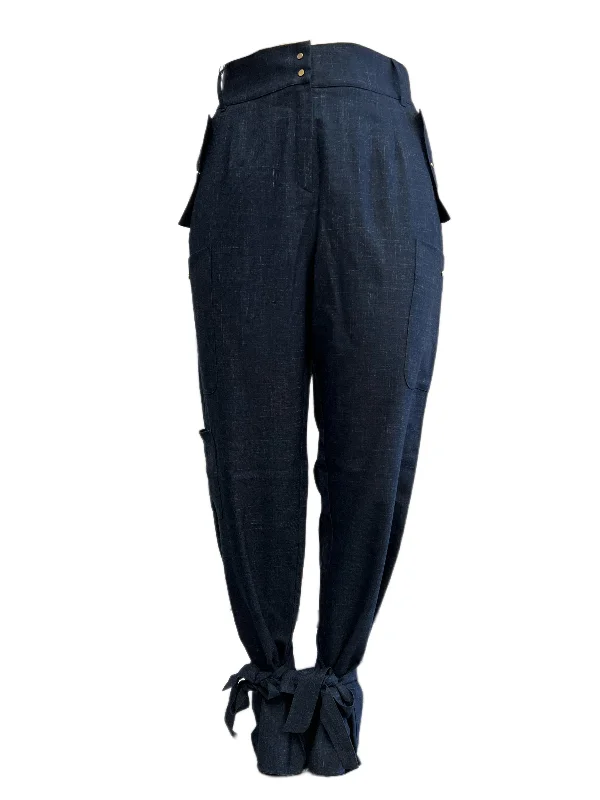 Marina Rinaldi Women's Navy Raissa High Rise Straight Pants NWT Cozy Full-Length Pants