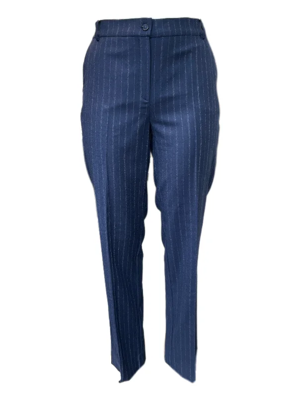 Marina Rinaldi Women's Navy Ribes Straight Leg Pants Size 14W/23 NWT Classic Cropped Pants Marina Rinaldi Women's Navy Ribes Straight Leg Pants Size 14W/23 NWT Classic Cropped Pants
