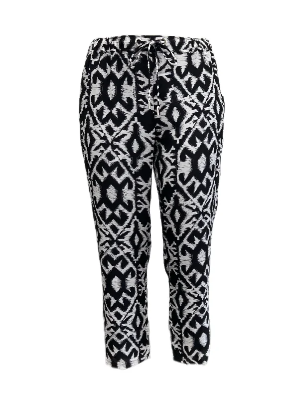 Marina Rinaldi Women's Nero Riccioli Printed Straight Silk Pants NWT Elegant Silk Pants