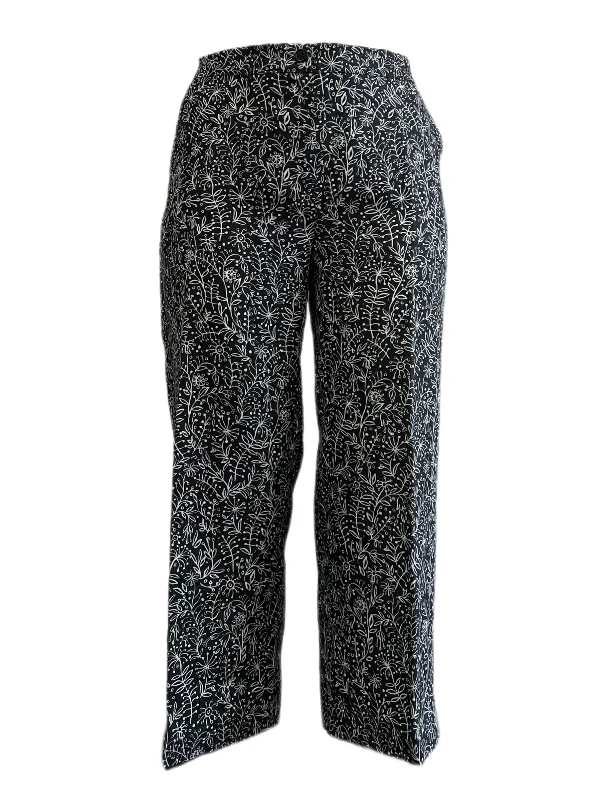 Marina Rinaldi Women's Nero Ringo Floral Printed Flax Pants NWT Casual Sweatpants Style