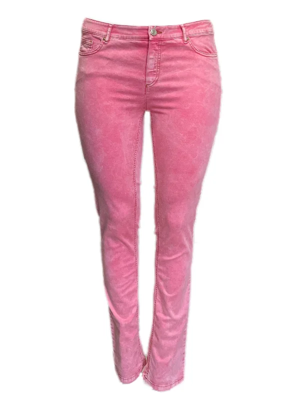 Marina Rinaldi Women's Pink Remino Cotton Blended Low Rise Slim Pants NWT Cozy Fitted Pants