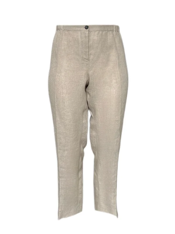 Marina Rinaldi Women's Sand Rende Mid Rise Flax Pants Size 22W/31 NWT Stylish Paperbag Waist Pants Marina Rinaldi Women's Sand Rende Mid Rise Flax Pants Size 22W/31 NWT Stylish Paperbag Waist Pants
