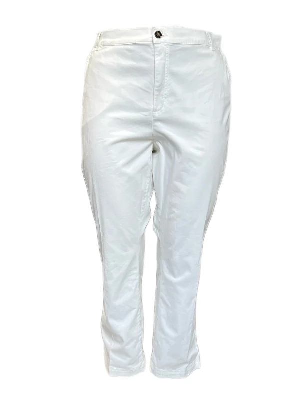 Marina Rinaldi Women's White Raduno Mid Rise Straight Pants Size 20W/29 NWT Modern Bootcut Pants