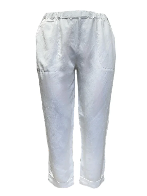 Marina Rinaldi Women's White Rebeccas Straight Leg Welt Pockets Pants Size 16W/25 NWT Comfy Cargo Trousers