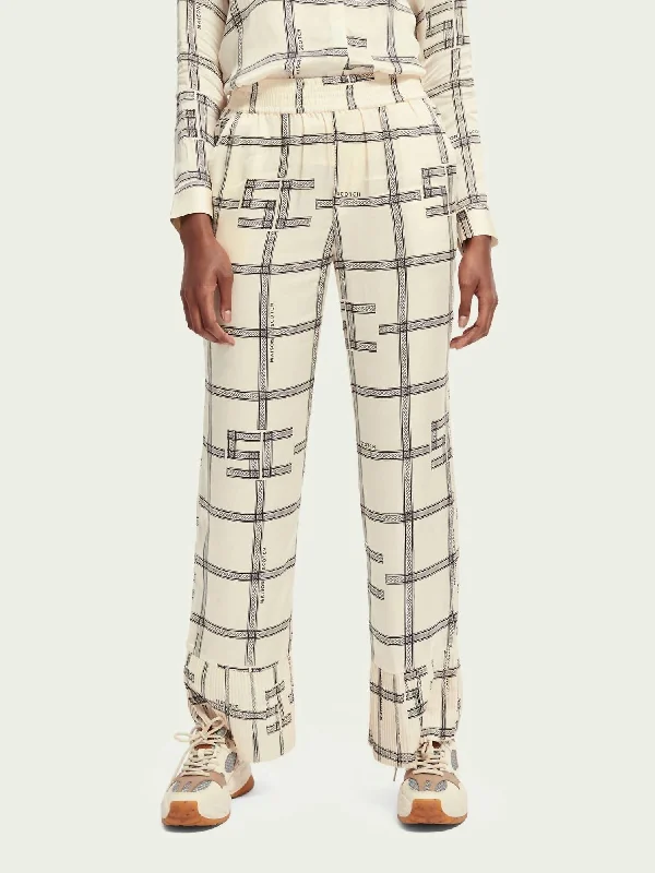 Pajama Pant W/ Print In Wdile Casual Wide Pants