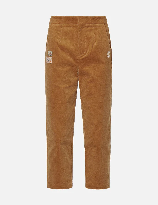 Seagull and Kamon Embroidery Corduroy Tapered Pants Relaxed Casual Leggings