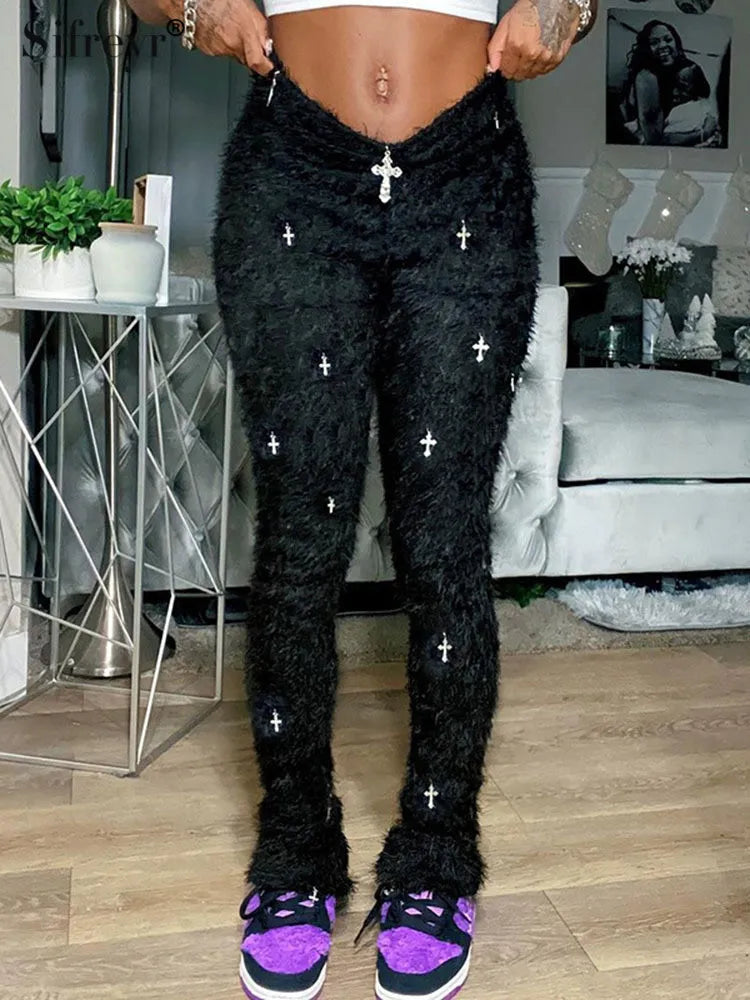 Fashion Casual Pencil Pants Trend Slim Fit Cross Accessories Autumn Modern Stretch Trousers Fashion Casual Pencil Pants Trend Slim Fit Cross Accessories Autumn Modern Stretch Trousers