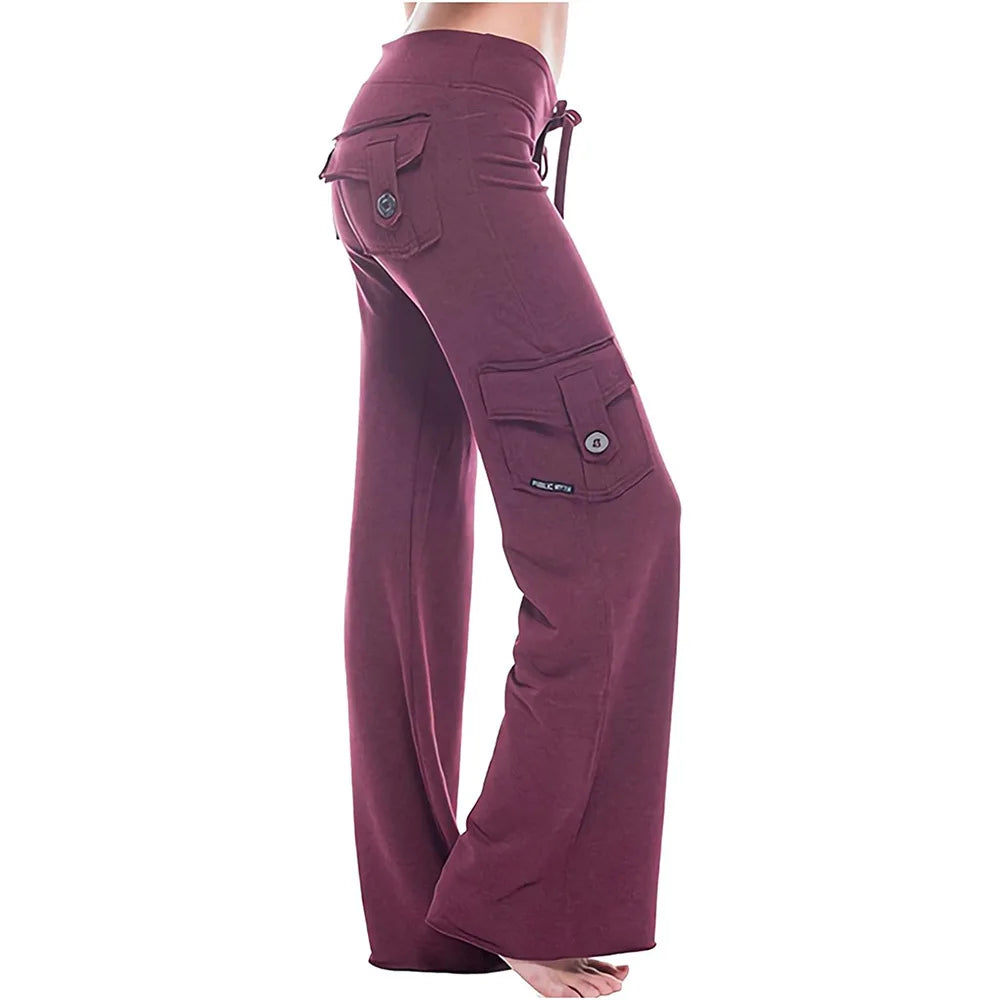 solid color multi-pocket belt sports comfortable casual straight-leg cargo pants Chic Slim Fit Pants solid color multi-pocket belt sports comfortable casual straight-leg cargo pants Chic Slim Fit Pants