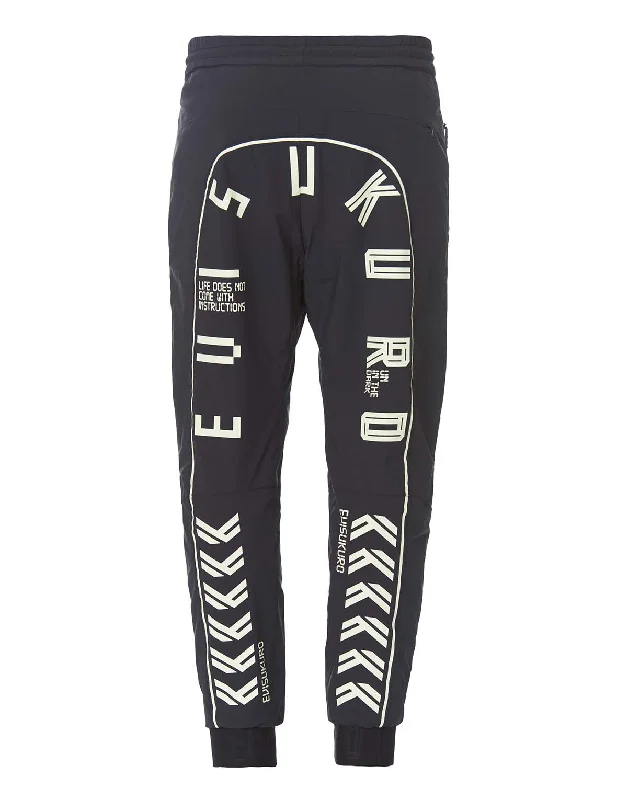 Sports Pants with Glow-in-the-dark Print Slim Fit Casual Pants