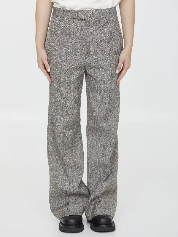 Viscose And Silk Flared Pants Cozy Fitted Pants