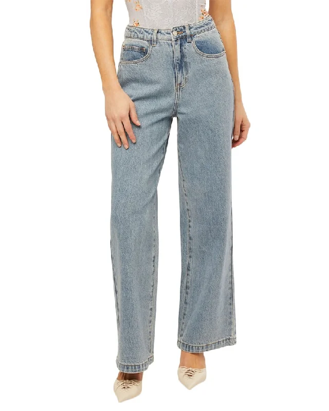 WeWoreWhat Wide Leg Denim Pant Trendy Work Pants