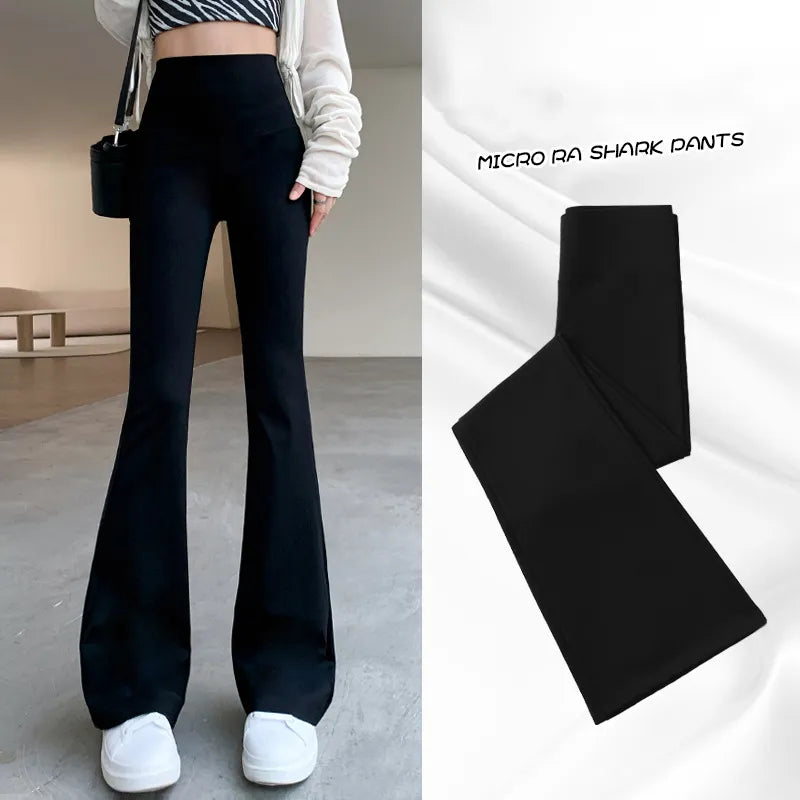 Women Flare Pants Slim High Waist Solid Shark Flare Pants Fashion Warm Wool Trousers Women Flare Pants Slim High Waist Solid Shark Flare Pants Fashion Warm Wool Trousers
