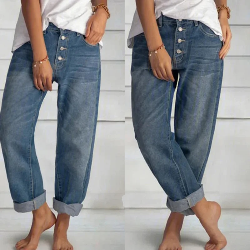 Mom Wide Leg Pants fashion vintage Blue Straight Pants Trendy Work Pants