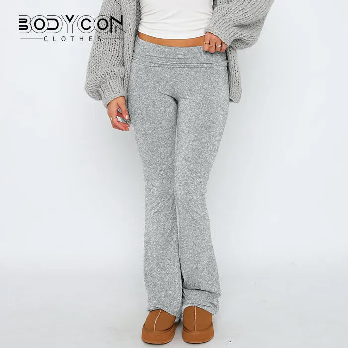Women's Solid Woman Pants Slim Fitting High Waisted Streetwear Casual Flare Pants Cozy Fitted Pants Women's Solid Woman Pants Slim Fitting High Waisted Streetwear Casual Flare Pants Cozy Fitted Pants