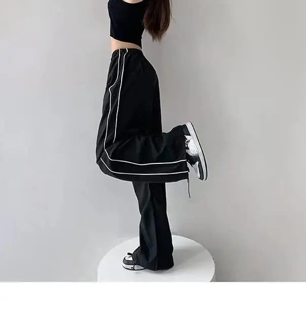 Y2K women vintage Baggy Cargo Pants for Women Drawstring Elastic Low Waist Parachute Relaxed Casual Leggings Y2K women vintage Baggy Cargo Pants for Women Drawstring Elastic Low Waist Parachute Relaxed Casual Leggings