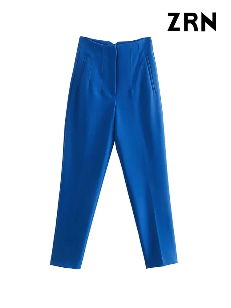 Women Chic Fashion With Seam Detail Office Wear Pants Vintage High Waist Zipper Chic Slim Fit Pants Women Chic Fashion With Seam Detail Office Wear Pants Vintage High Waist Zipper Chic Slim Fit Pants
