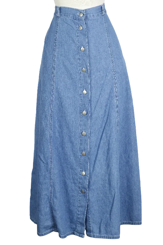 80s Denim Republic Silver Button Skirt    w32 wrap skirt elegant