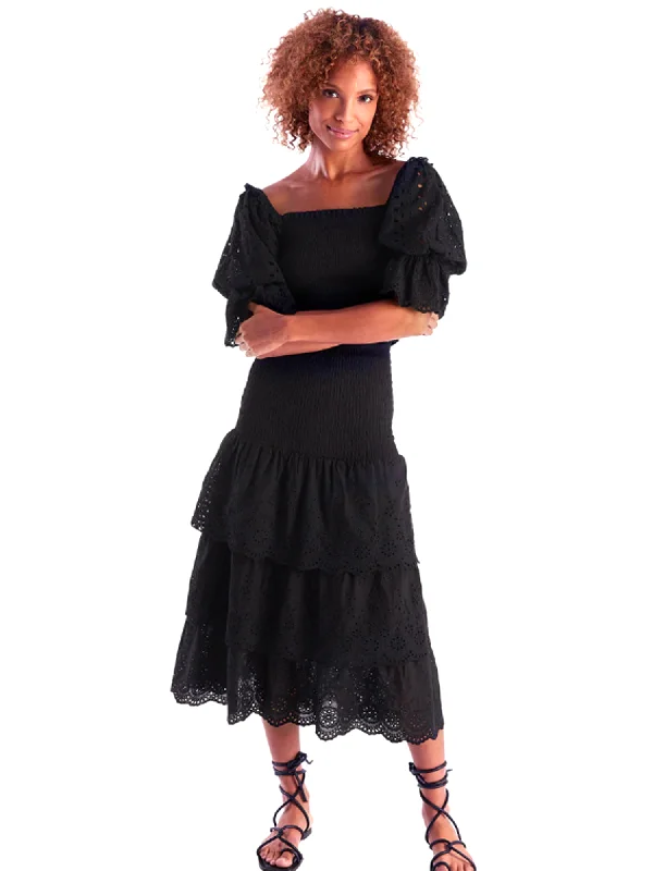 Allison Dani Eyelet Midi Skirt wool skirt sturdy