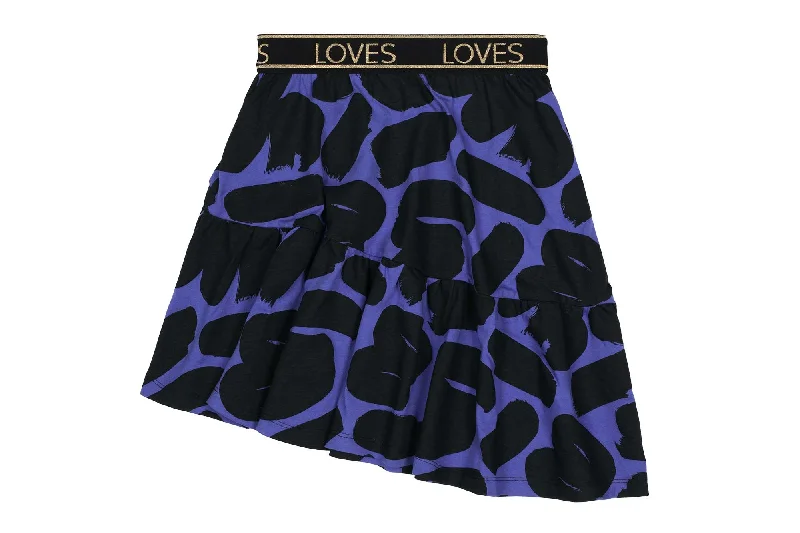 BEAU LOVES TRUE BLUE BRUSHSTROKES ASYMMETRIC SKIRT lace skirt intricate